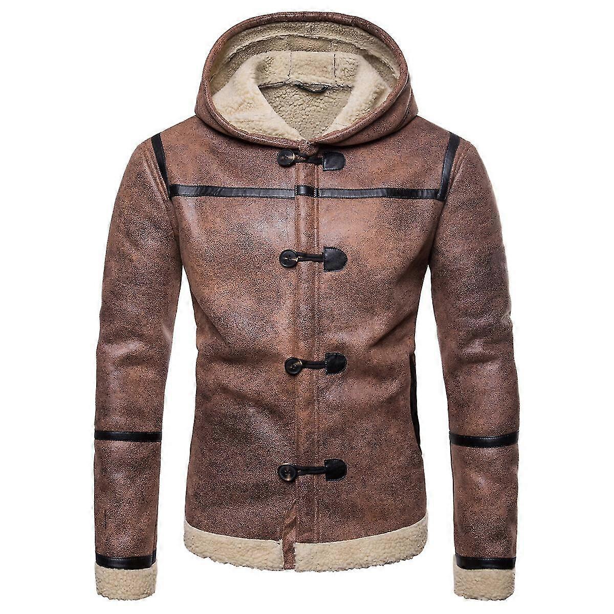 Sliktaa Mens Cashmere Lined Button Fur Coat 2025