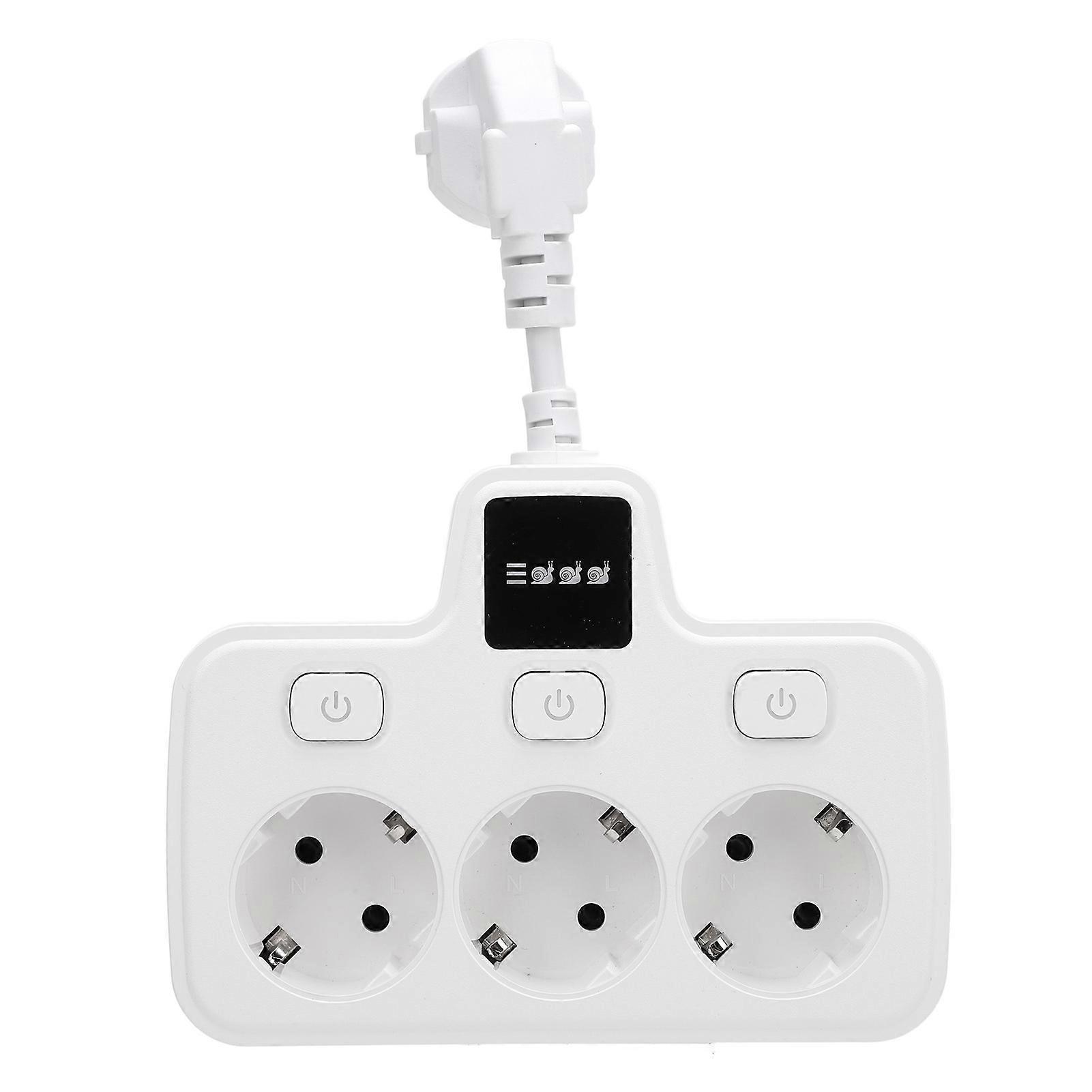 Prise de courant avec interrupteur indépendant, adaptateur multiprises, 3 voies, 2 broches, avec mise à la terre, blanc