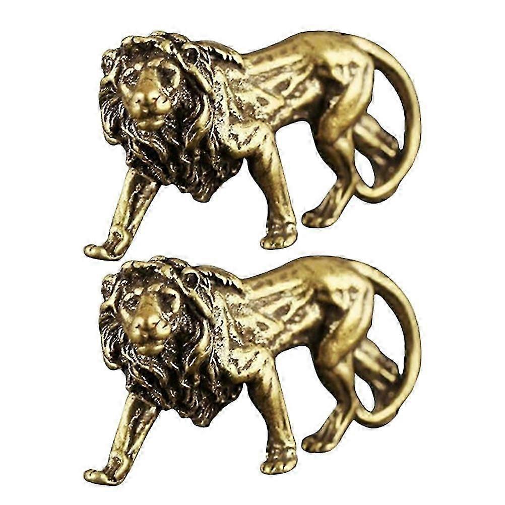 2 Pcs Paper Weights Decorative Lion Brass Figurine Lion Desktop Decor Fengshui Home Decor Feng Shui Lion Statues
