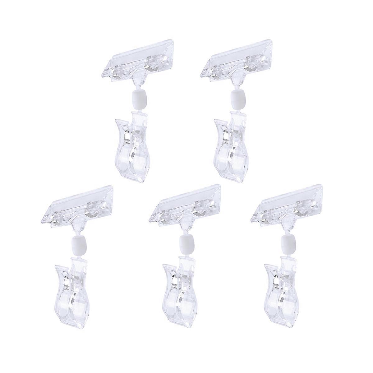 Clear Sign Clip Transparent 11cm T-Shaped Label Clip Mall Daily Use 5Pack