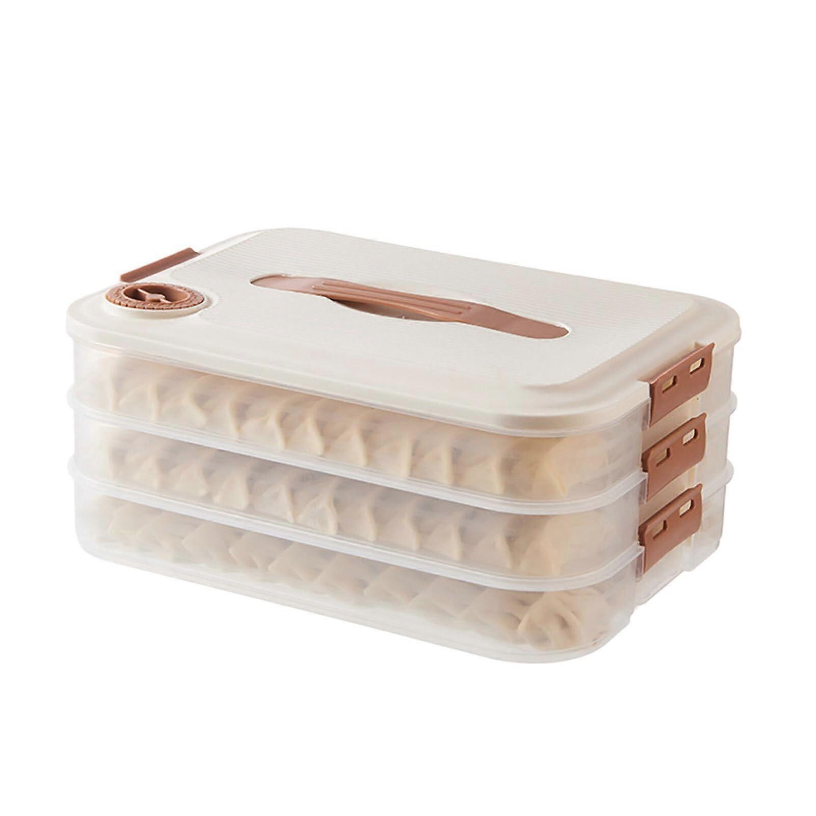 Freezer box, seamless buckle connection, firmly attached, no more spills, ABS, quick freezing food storage box, Wonton box, three layers.