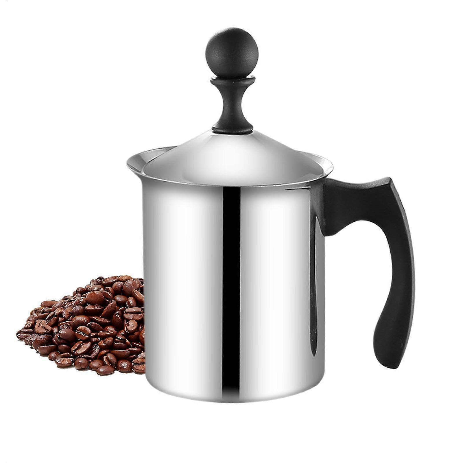 Manual Milk Frother Stainless Steel Portable Double Layer Handheld Frother for Cappuccino Latte Coffee Foam