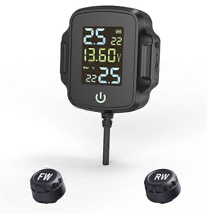 1-Pack Motorcycle Tire Pressure Monitoring System Motorcycle Tire Pressure Monitoring System Tire Temperature Alarm System with Qc 3.0