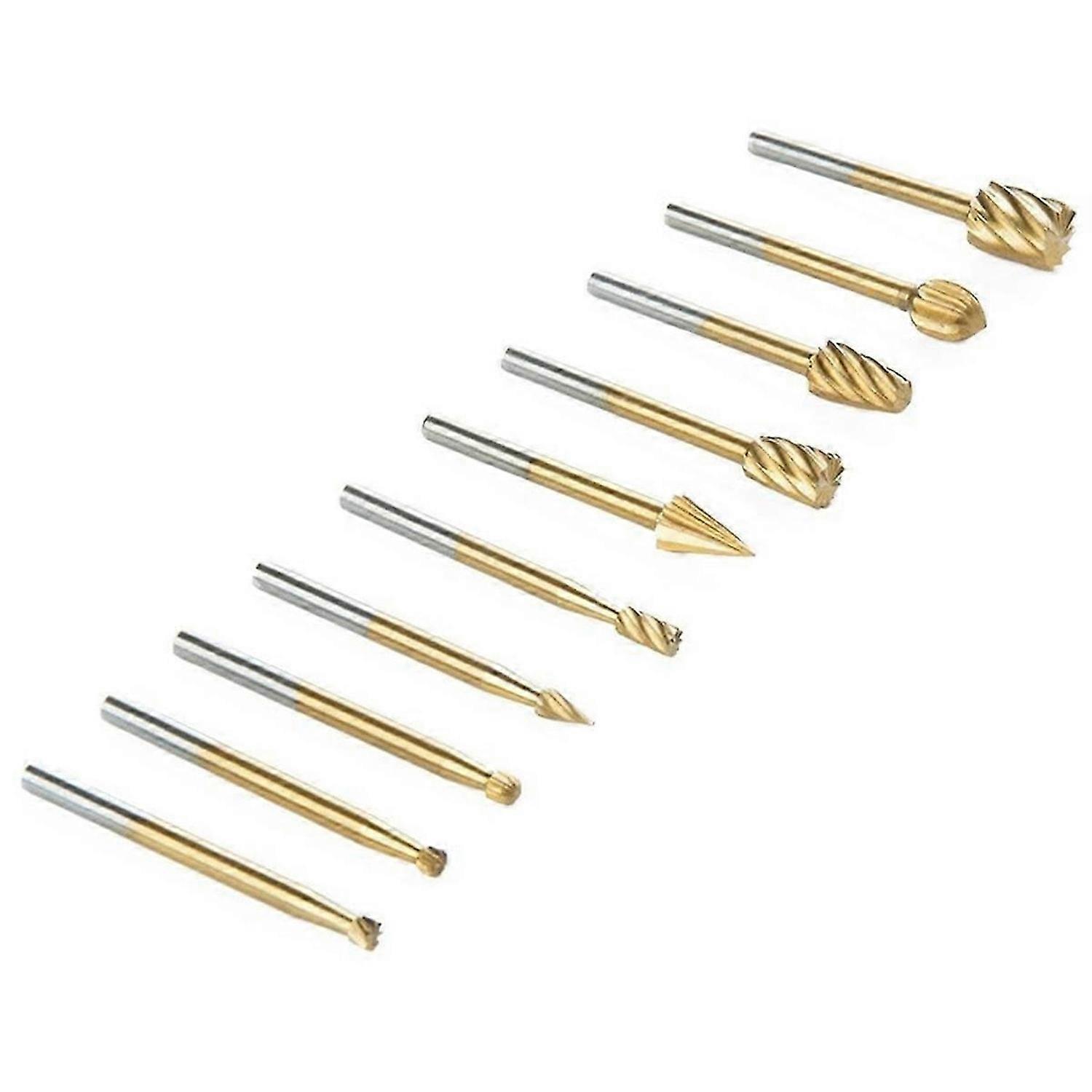 10PCS Carbide Rotary Tungsten Burr Set, 1/4-Head 1/8 Shank Die Grinder Bit Grinding-Head for Carving