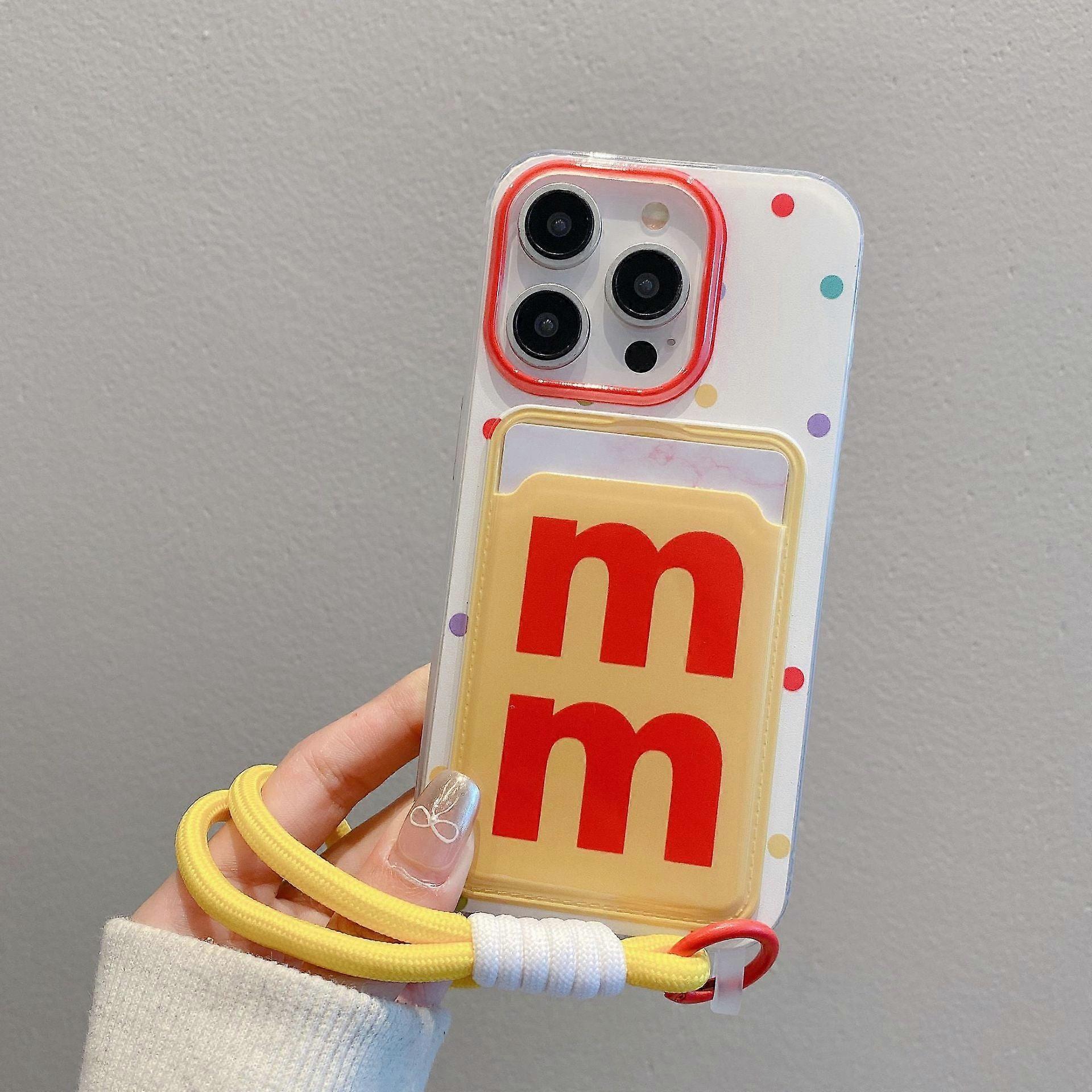 حافظة لحامل بطاقة Iphone 13pro - أصفر أسفل مم حامل حبل نقطي منقط مفرد Transpa No4452