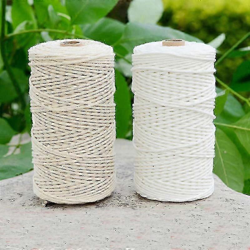 200m White Cotton Cord Beige Twisted Cord Rope Craft Macrame String