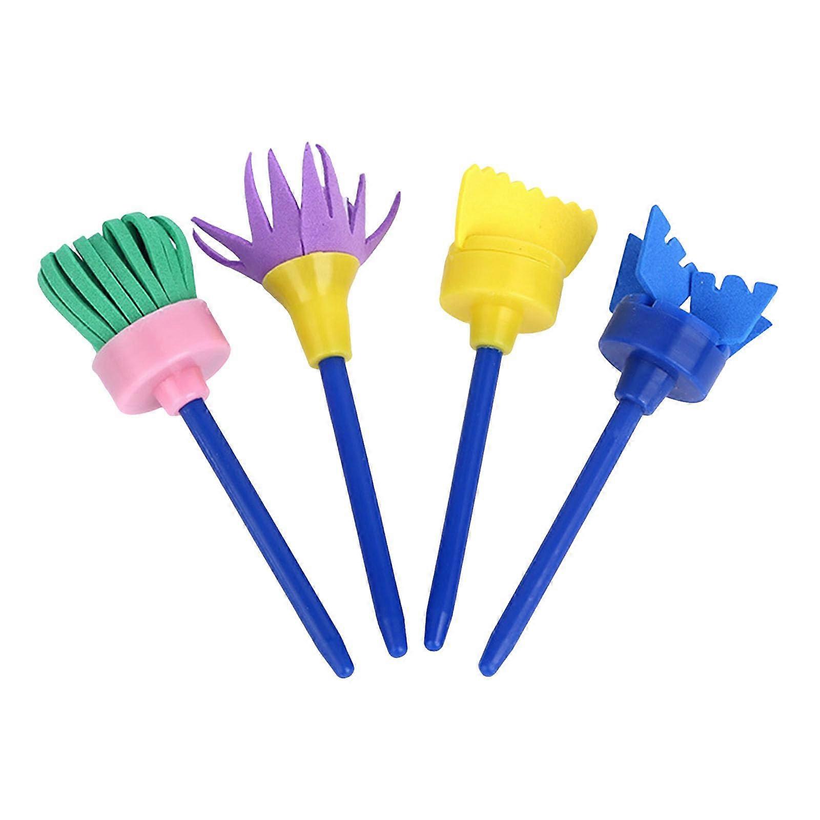 Art Sponge Brush Set for Kids - Non-Toxic DIY Painting Tools with Stamps, Early Learning Gift Idea, 6-Piece Size