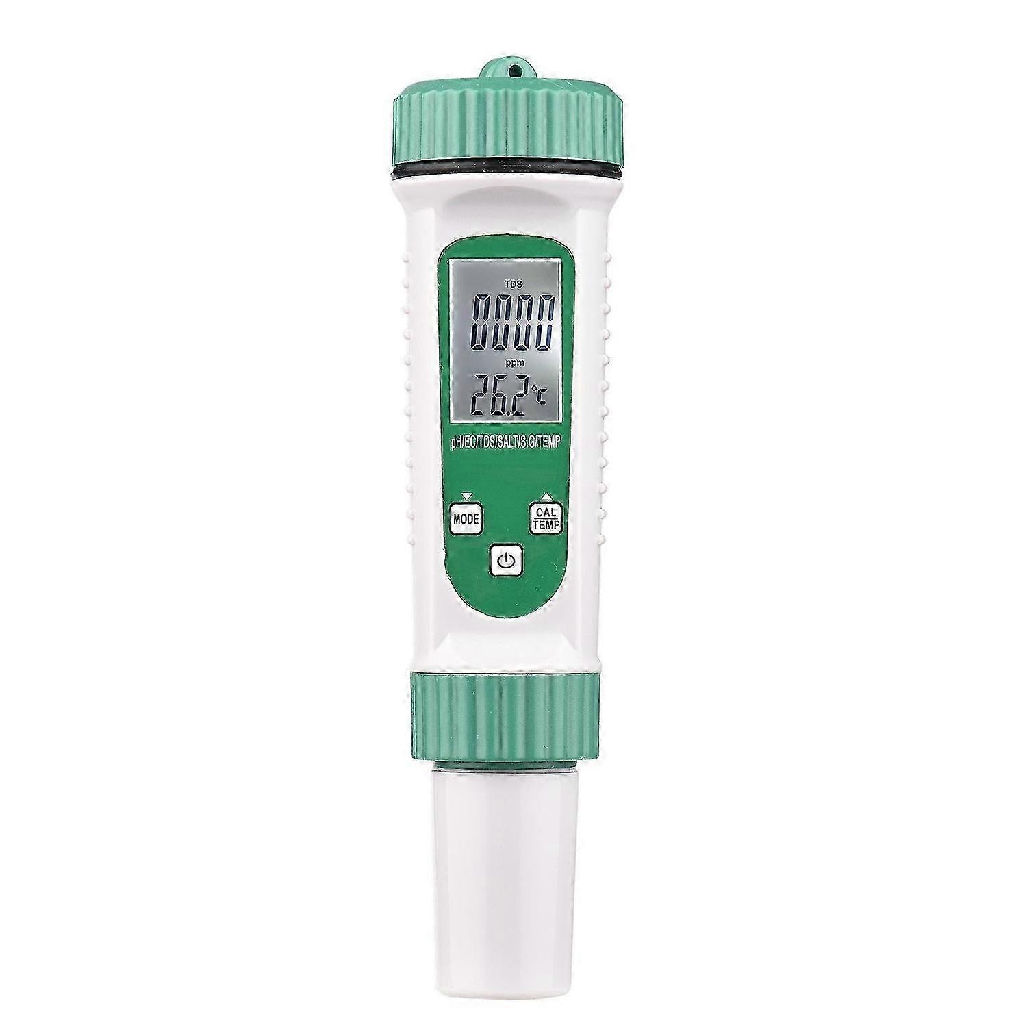 6 in 1 Portable Water Quality Tester with PH, EC, TDS, SALT, S.G, and Temperature Monitoring