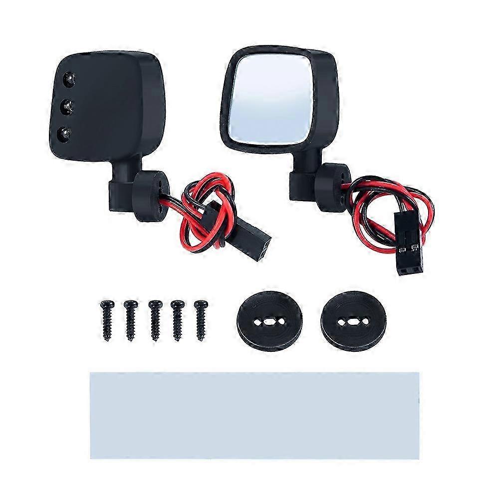 RC Car Rearview Lens Mirror with LED Lights for 1/10 Compatible Crawlers