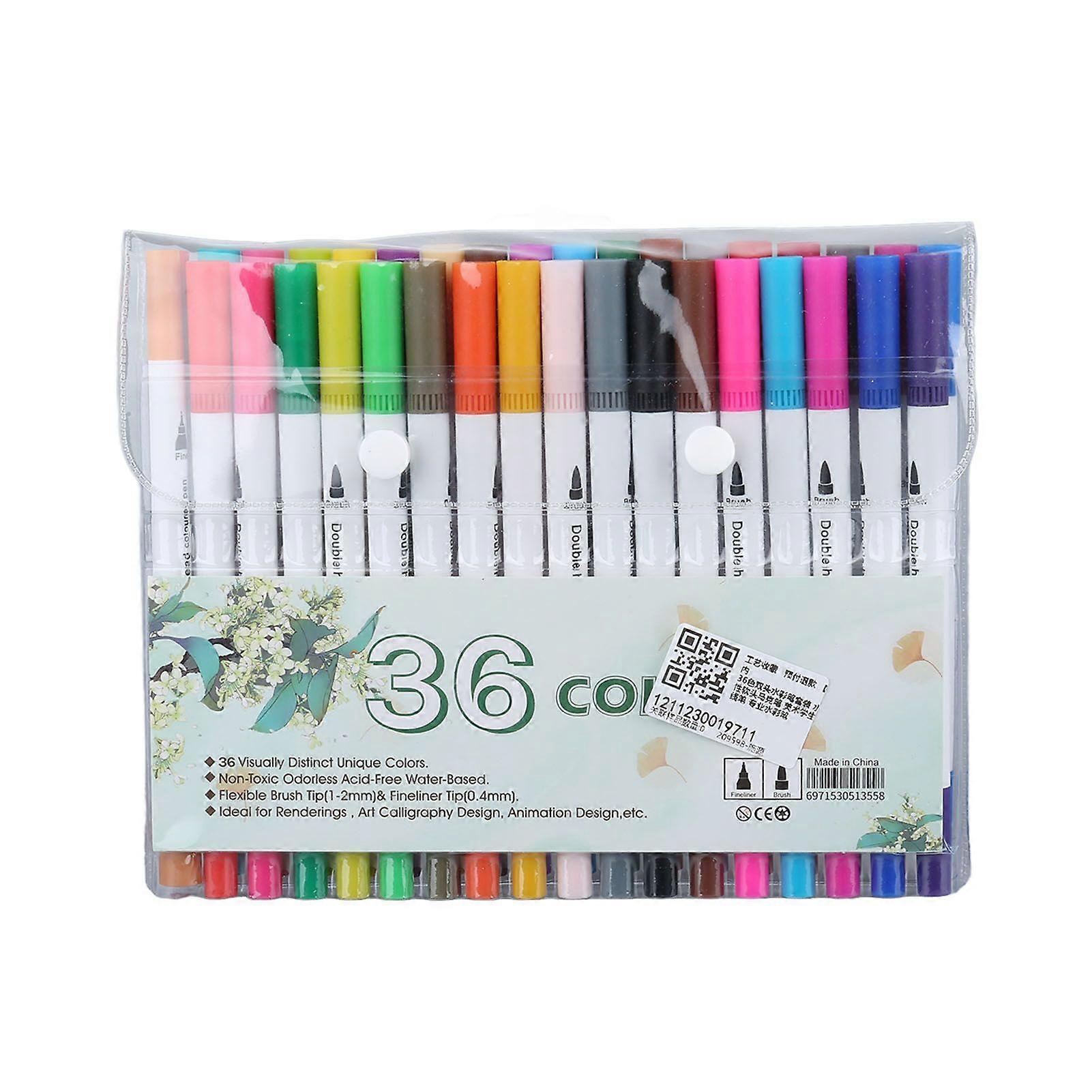 2025 Latest Model 36 Colors Dual Tip Markers with Flexible Fiber Brush Tips