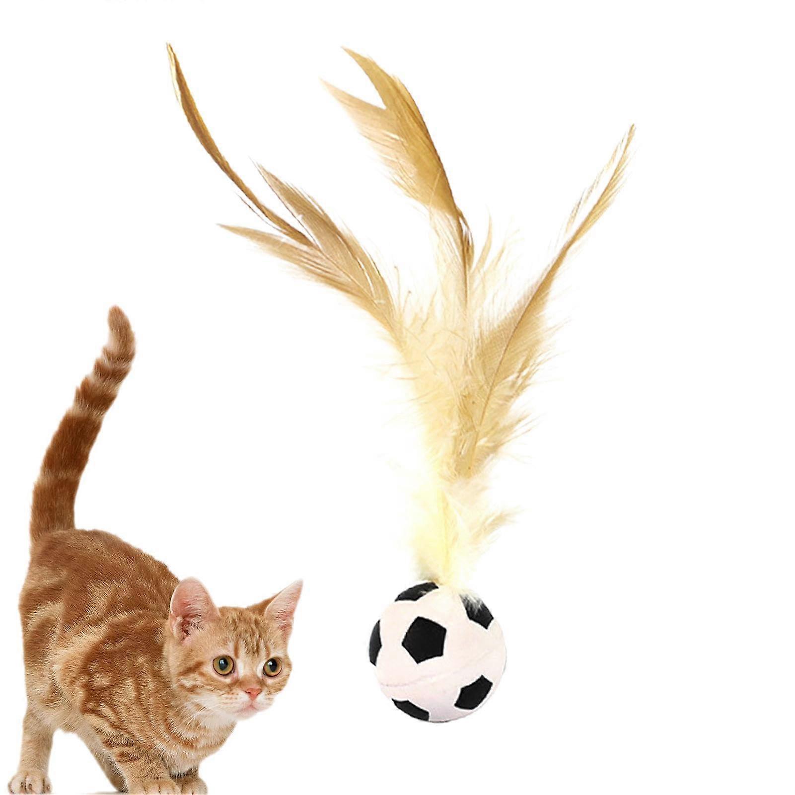 Kittens Ball Toy, Cat Feather Ball Game | Bouncing Ball for Cats and Puppies | Elastic Football for Physical Health