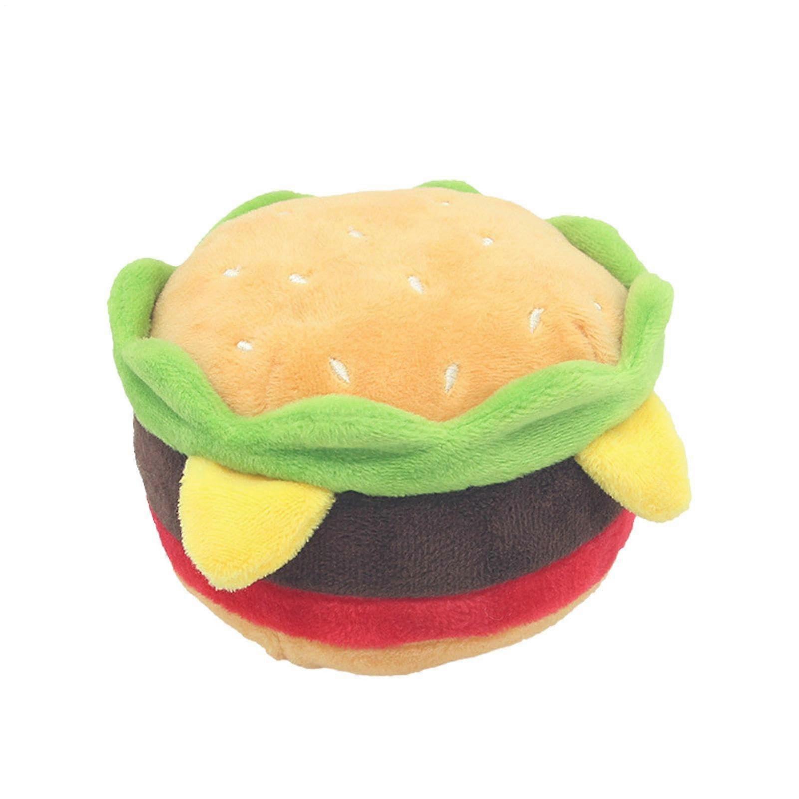 Hamburger Pet Toy - Plush Chew Toy Set for Rabbits - Squeaky French Fries Simulation Toy - Soft Sound Stuffed Animal