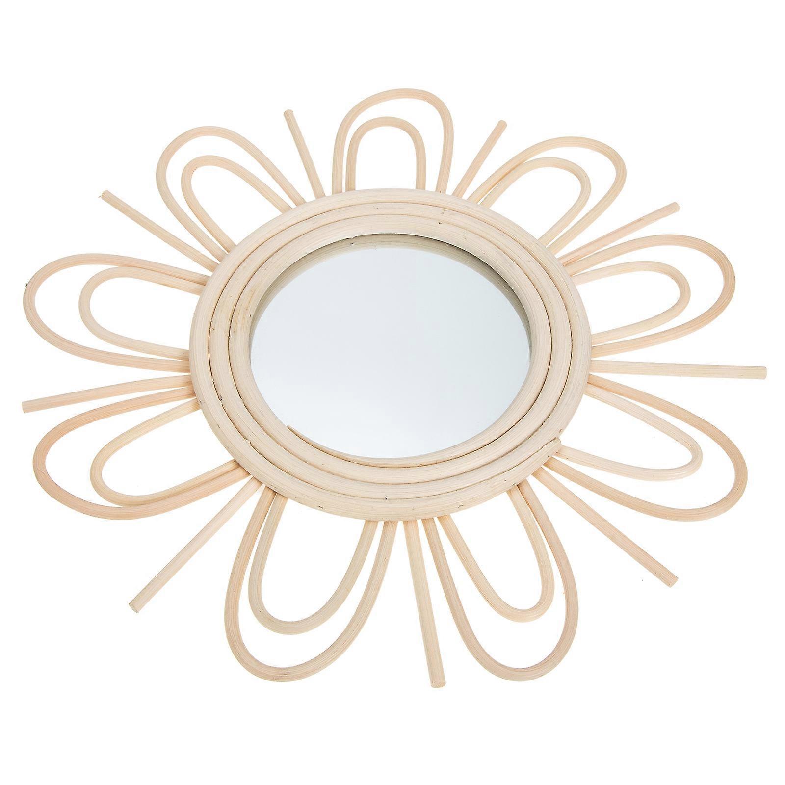 Rattan Woven Wall Mirror Simple Style Home Decor with Smooth Edges for Refreshing Interior Spaces and Comfortable Atmosphere