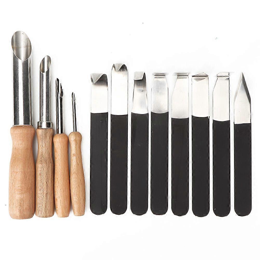 2025 أحدث طراز 12 قطعة مقبض خشبي من الفولاذ المقاوم للصدأ شغف الفخار الطين الفن