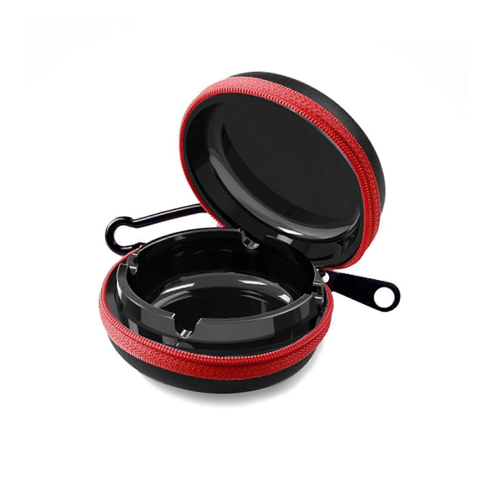 Portable ashtray, odorproof, travel ashtray, pocket ashtray for onthego, easy to open, large capacity, travelfriendly (black)