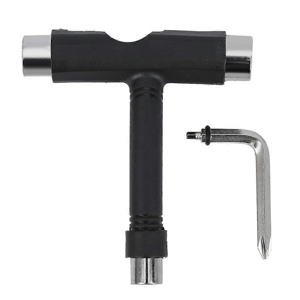 Professional Skateboard Tool Kit Multipurpose L/T Type Wrench Five Functions BlackYMQX)