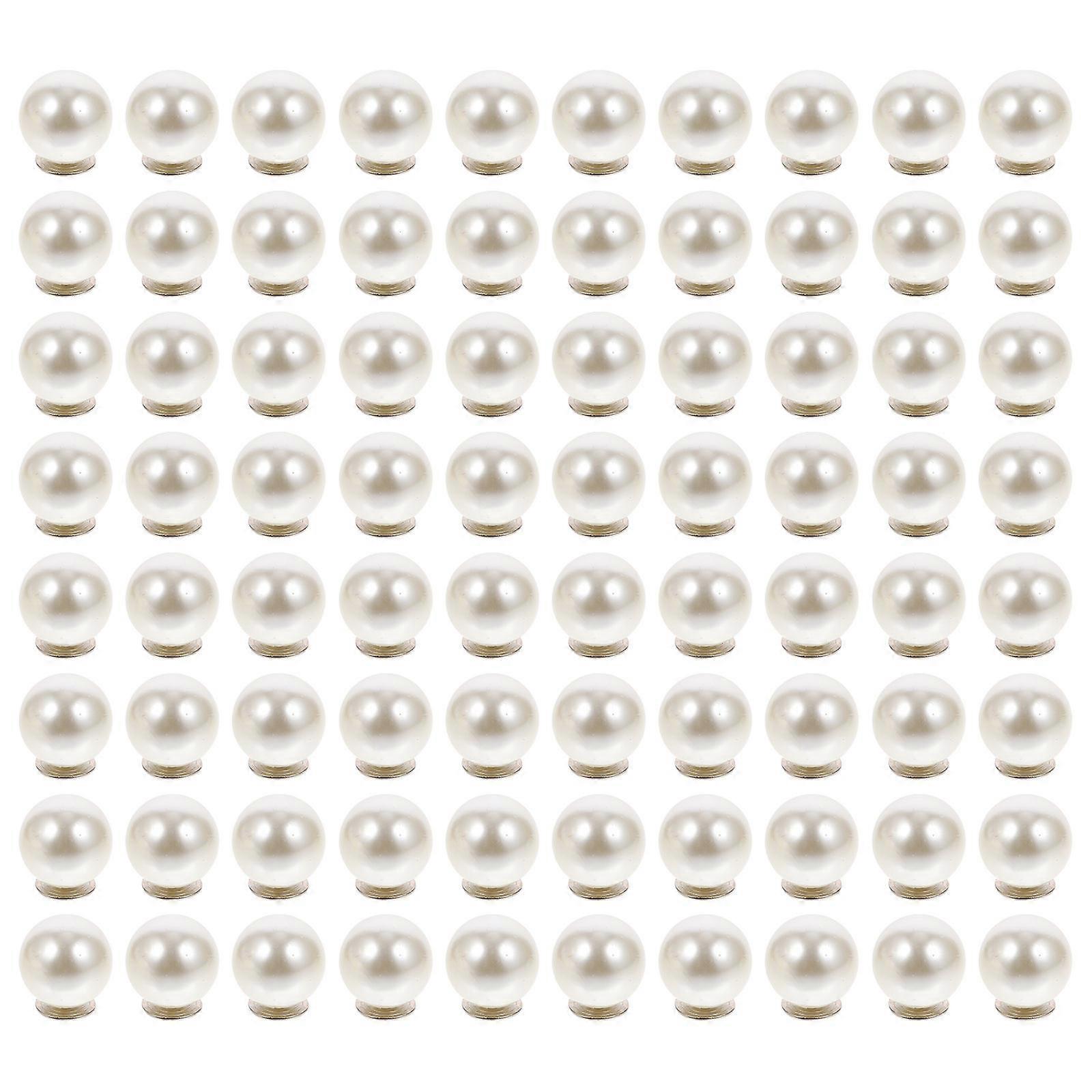 Pearl Buttons with Screws for DIY Projects and Clothing Accessories White 1.4X1.4X1.4CM 100Set