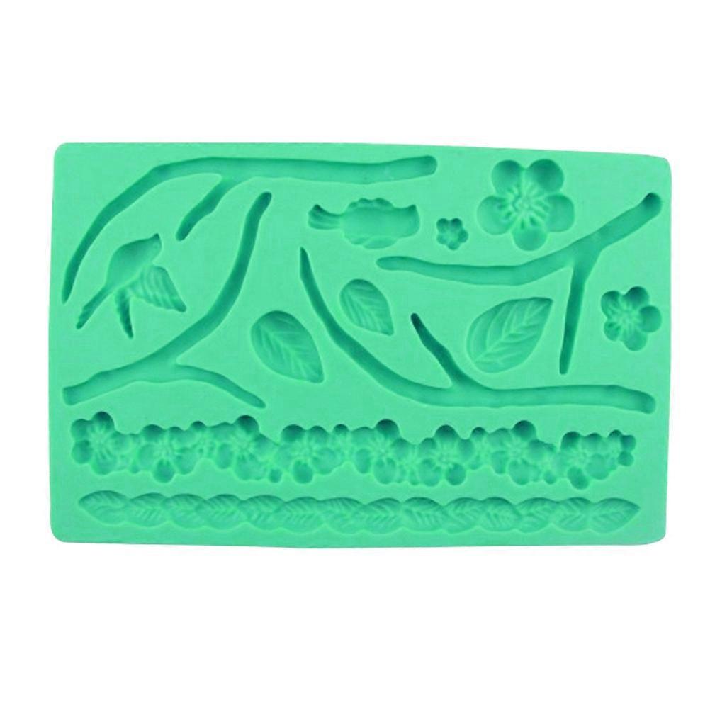 Fondant Texture Sheets For Clay Crafting Diy Handmade Silicone Baking Tools Plum Blossom Bird 1 Piece