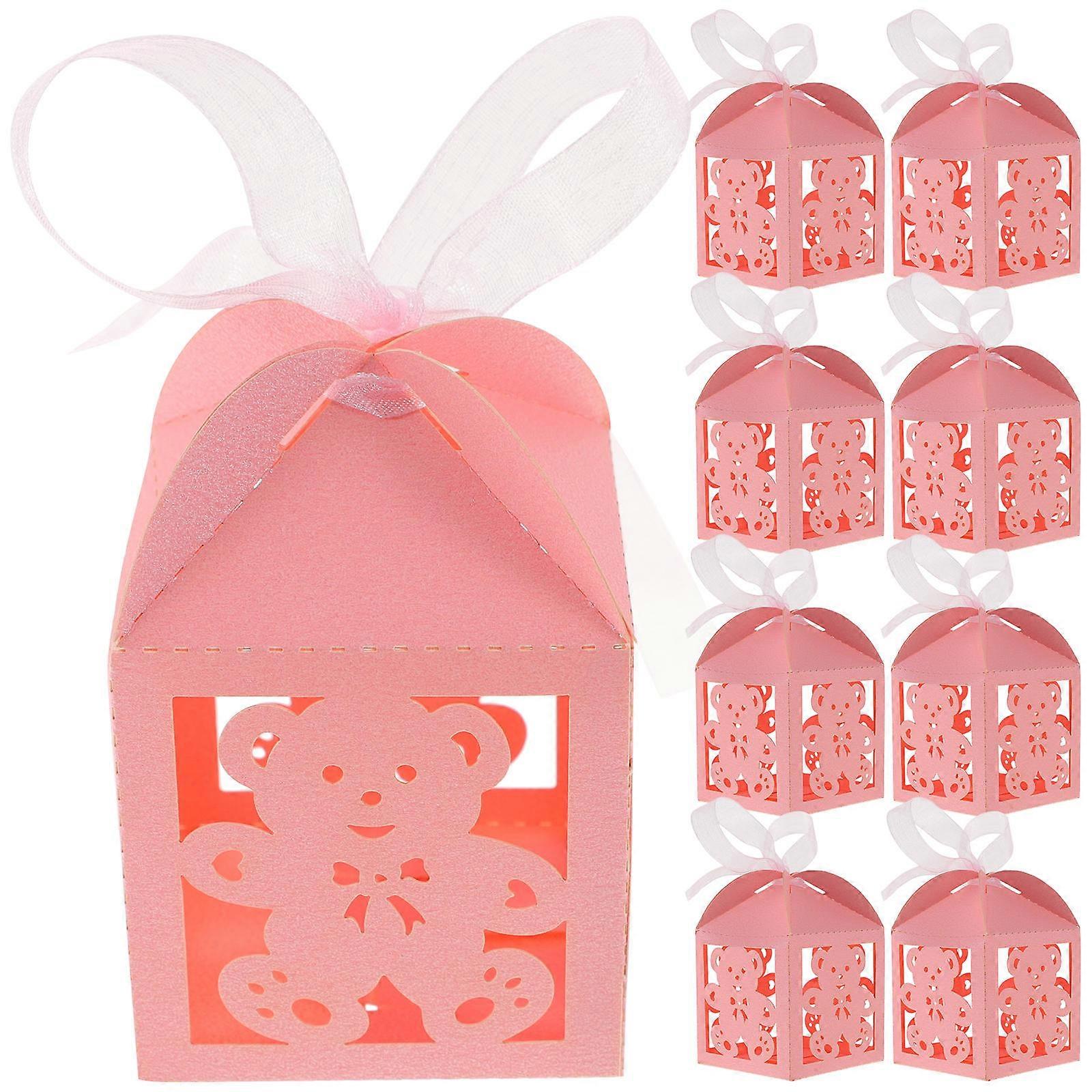 Small Candy Boxes Party Favors Bear Shape Pink Paper 8X5X5CM present Packing 50Pcs