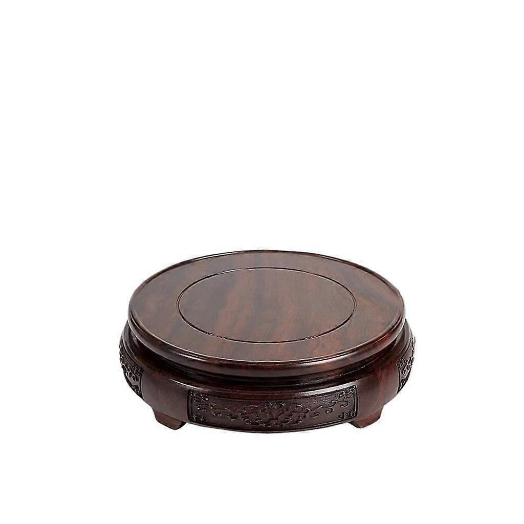 Flower pot base for indoor use, carved from wood, round, vase base holder