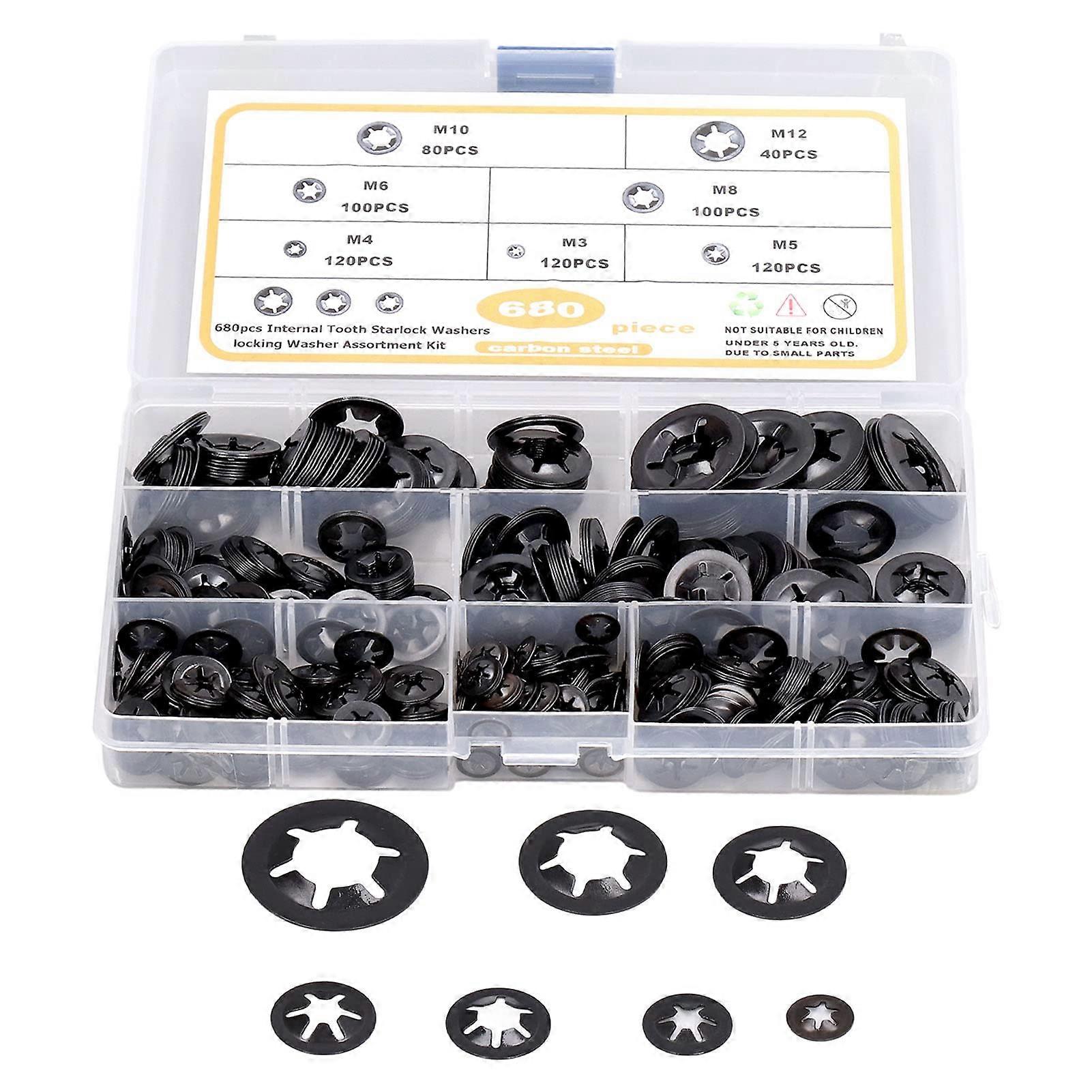Locking washers, 680pcs locking washers internal tooth locking washers crush washers flat locking inner tooth washers