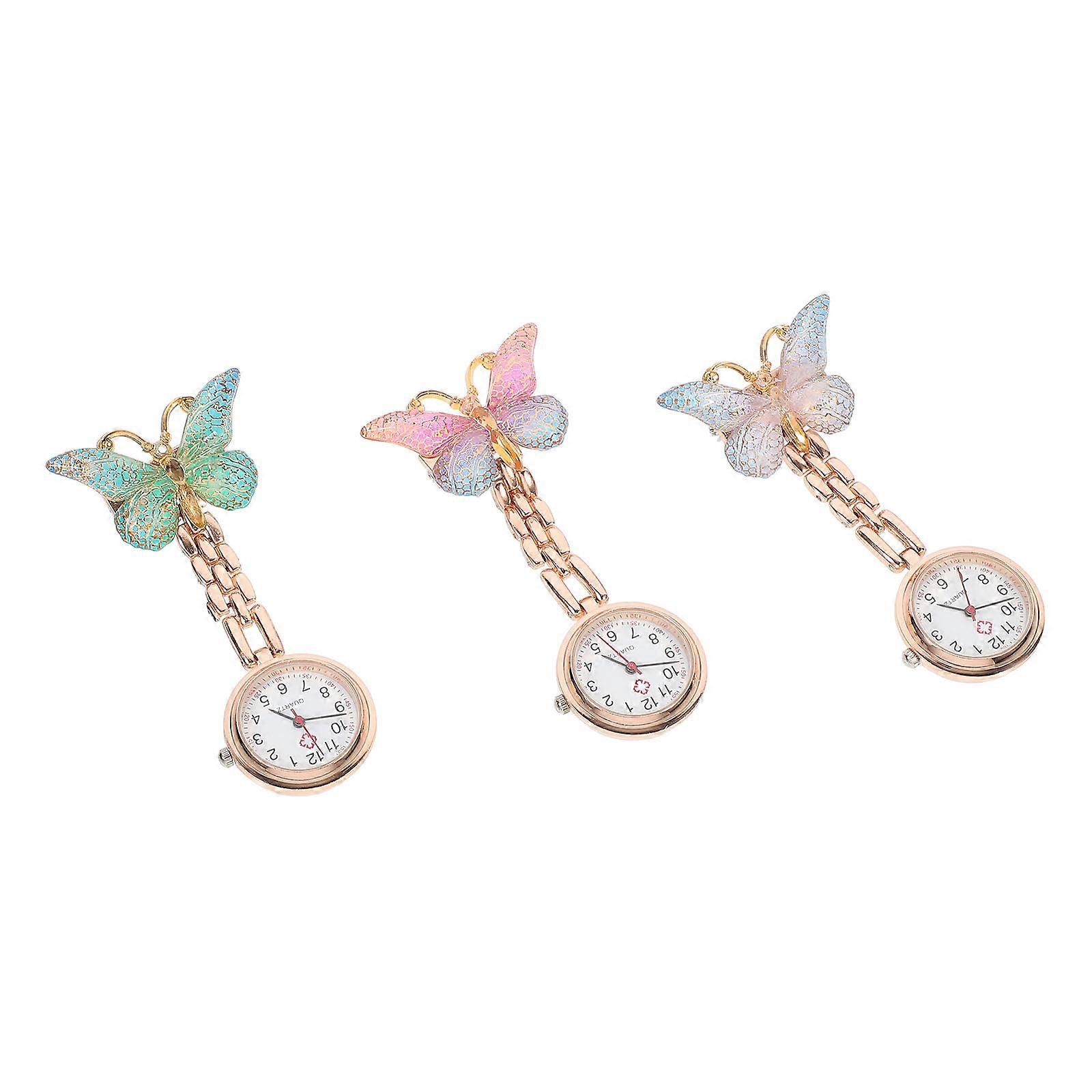 Nurse Watch Quartz Movement Clip-On Design Assorted Color 8X4CM 1Set3Pcs