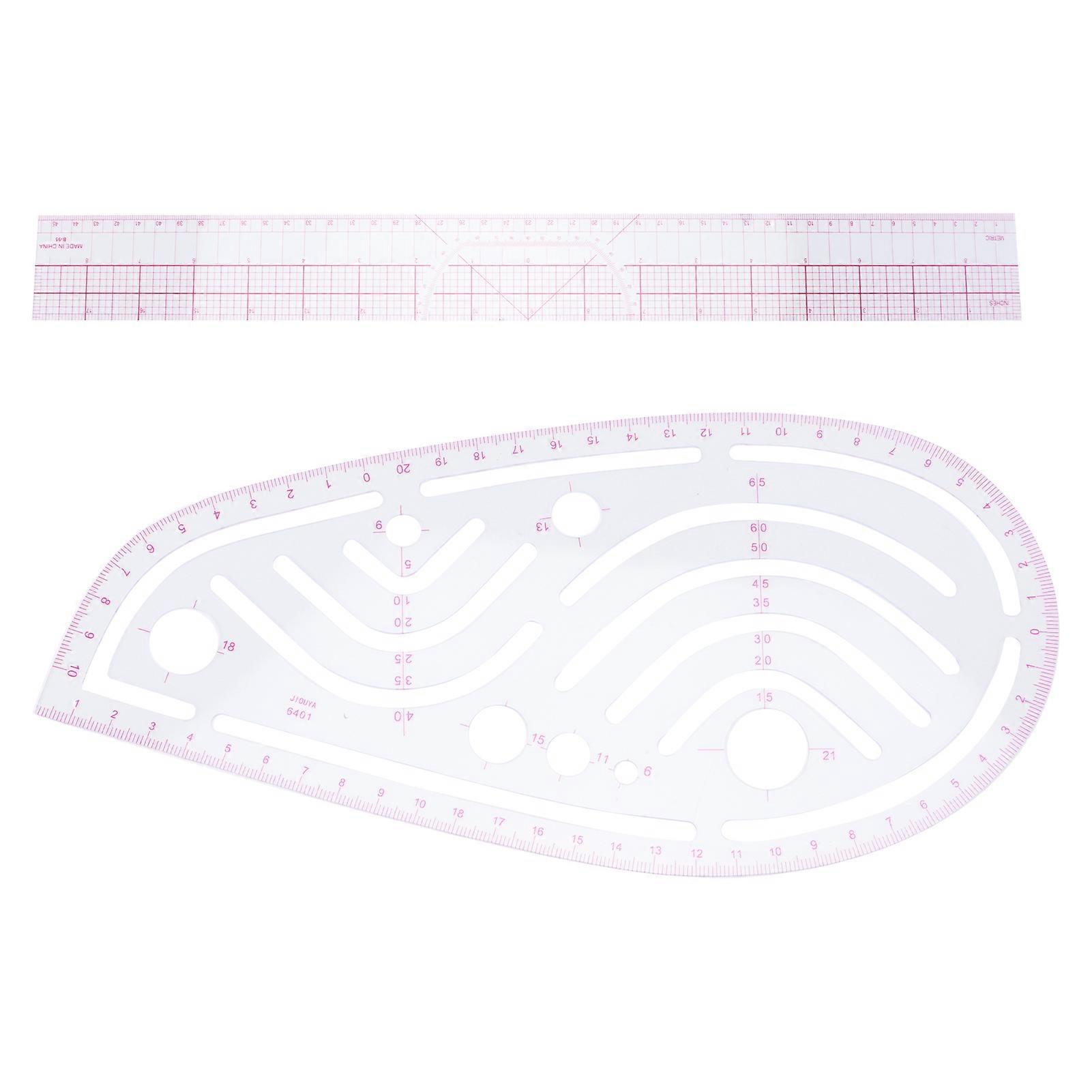 12pcs Rulers with Roller Clothing Measuring Ruler Set Multifunctional Pattern Sleeve Cage Curve Ruler