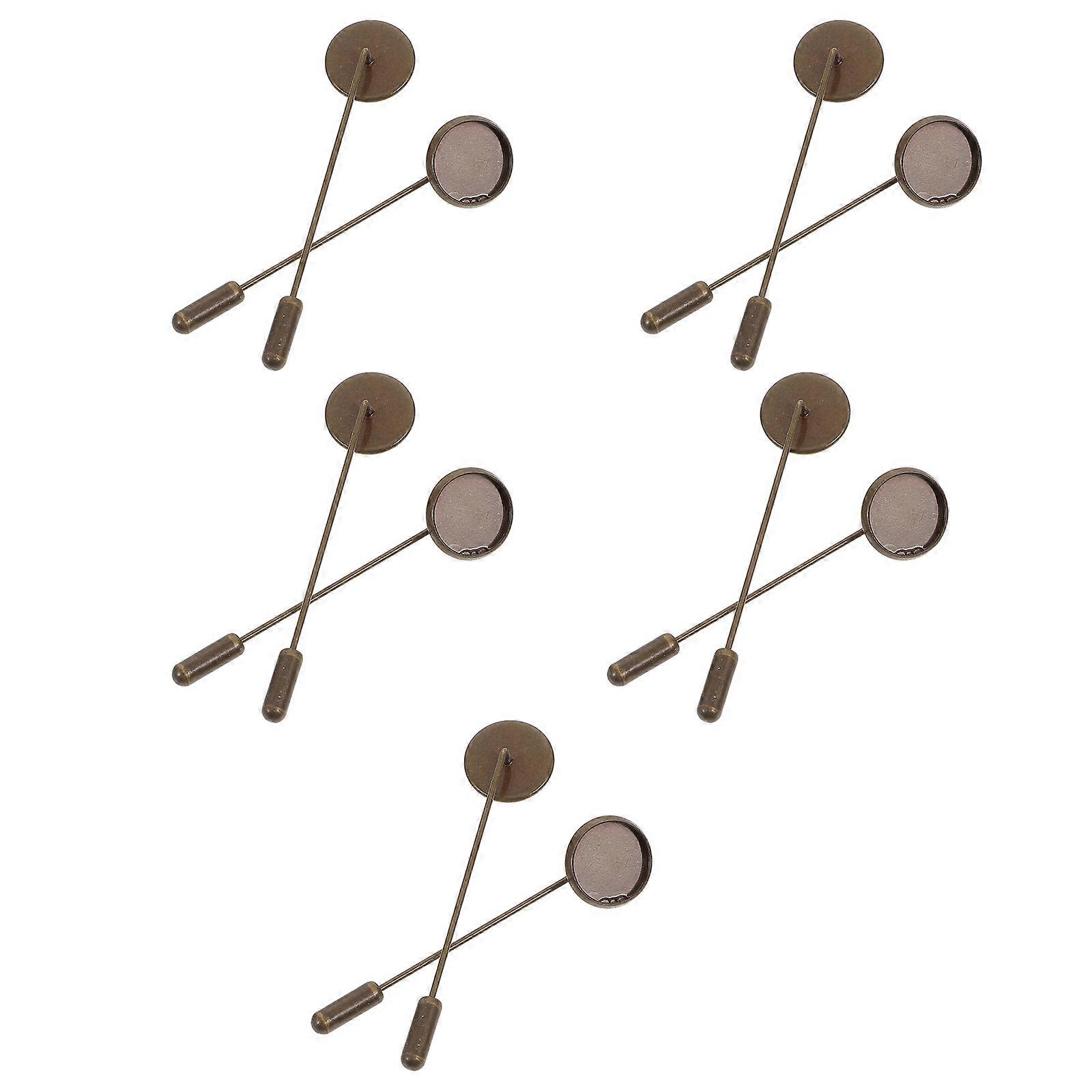 Safety Pin Brooch Base Round Tray Lapel Pin Stick Diy Jewelry Making Coffee 10Pcs