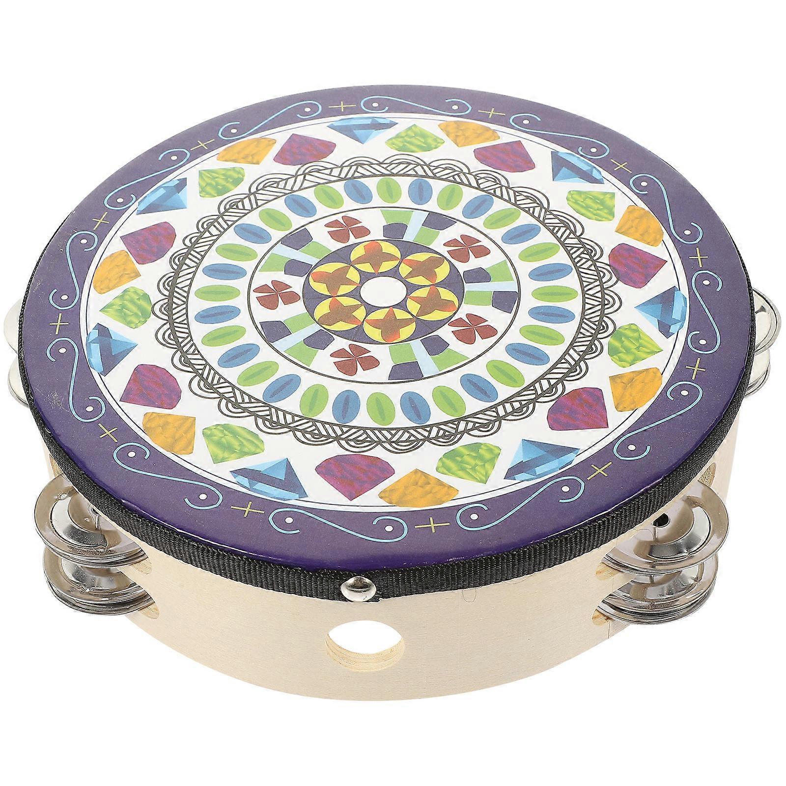 Handheld Tambourine For Music Education Round Shape Design Bright Sound 1Set