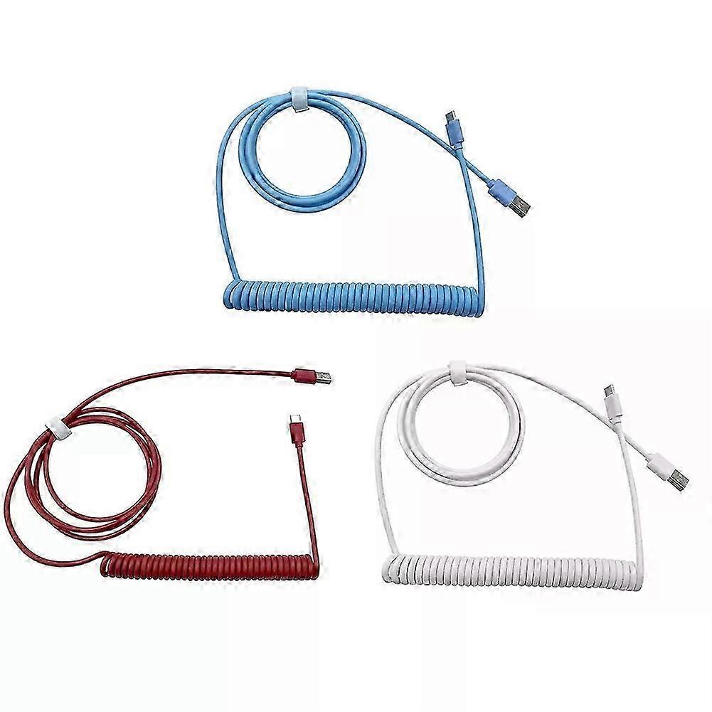 Computer Mechanical Keyboard Data Cable Extension Cord Coiled Charging Cable Type-C to USB Plug-in Spring Line