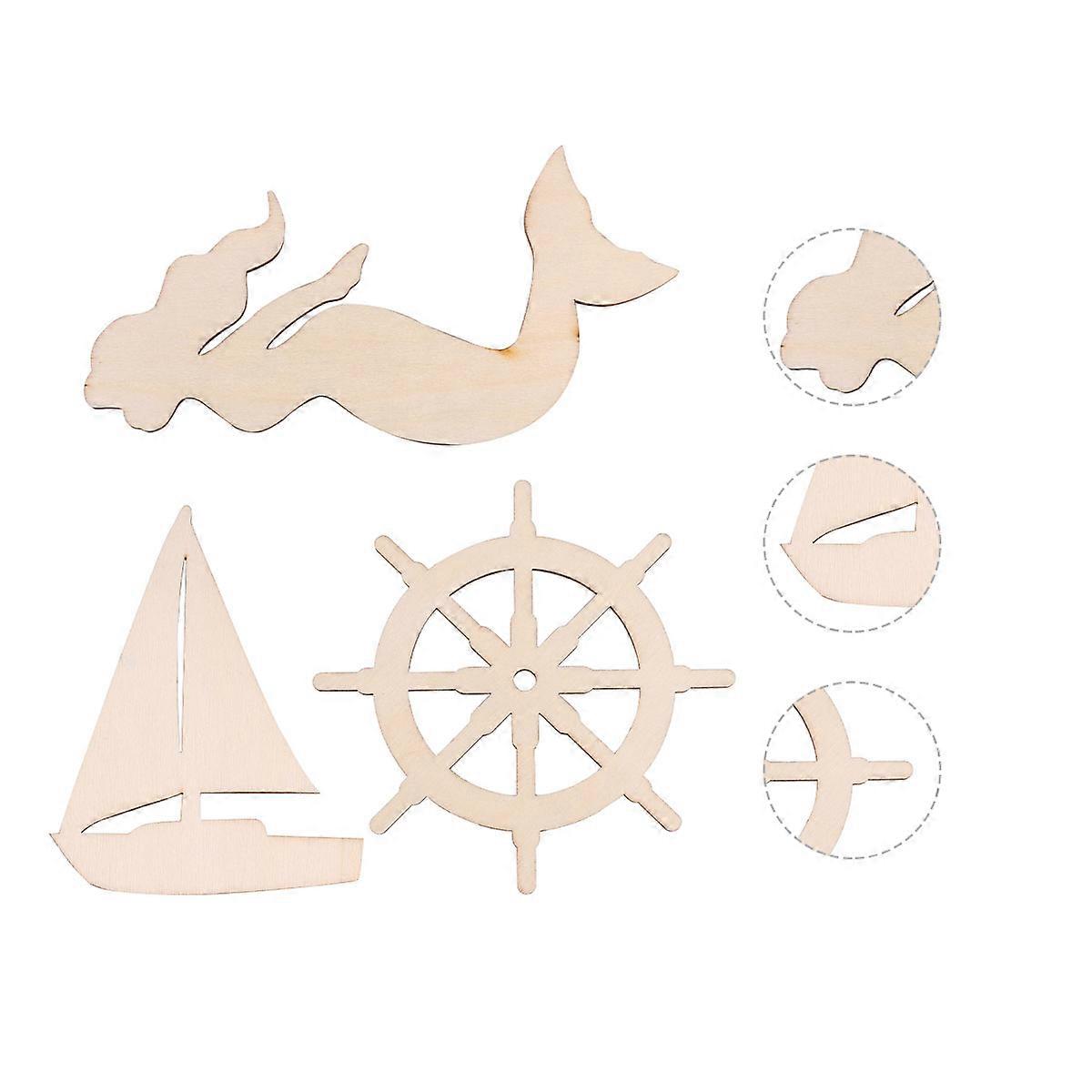 18 Pcs Beige Synthetic Decorative Cutouts for Ship Wheel Yacht Mermaid Shape Lightweight Durable