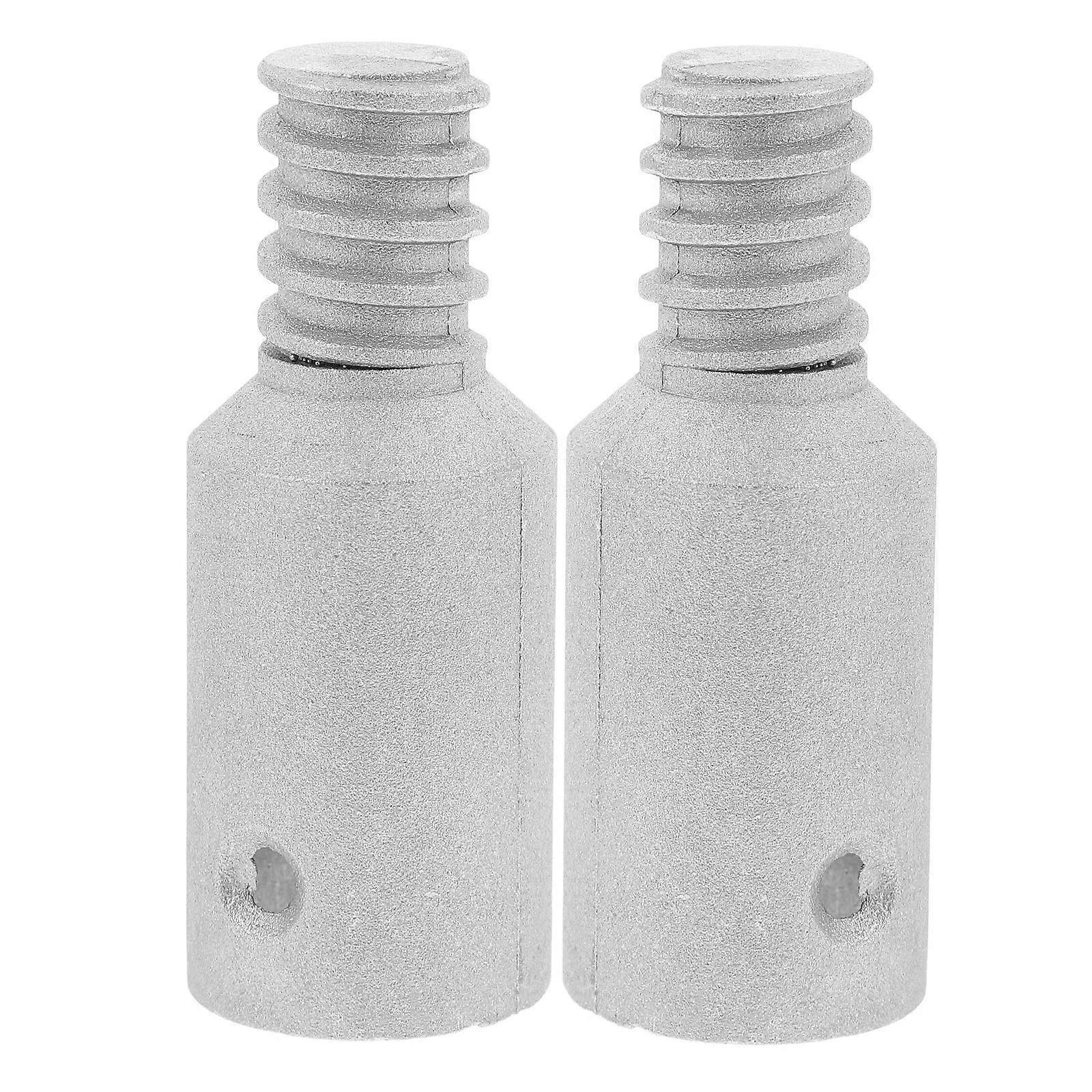 Broom Extension Pole Adapter Tips Metal Threaded Handle Tips End Adapter for Mop Home Cleaning Silver 7.50X2.90X2.90CM 2Pcs