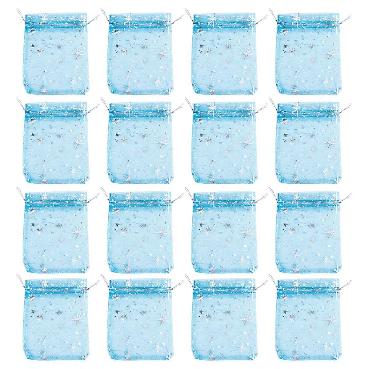 Blue Fabric Candy Bags with Lovely Star Patterns for Storage and Kids Favorite 50Pcs