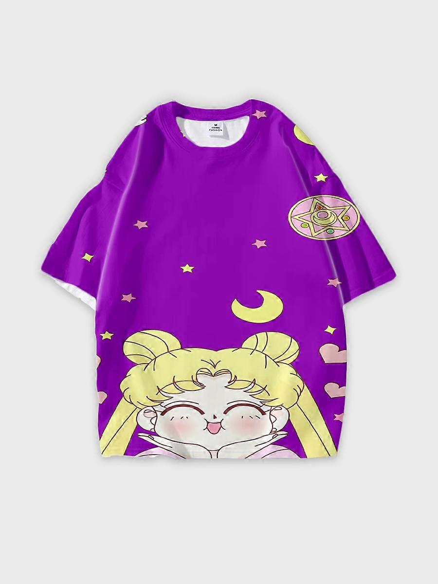 T-shirt round neck Role Pattern loose short sleeve D3436