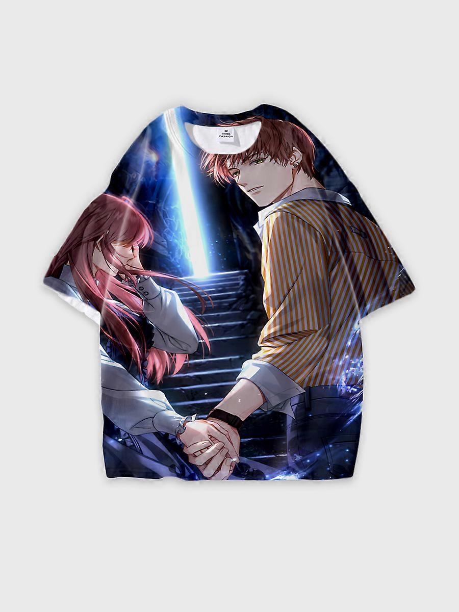 T-shirt round neck Role Pattern loose short sleeve E2034