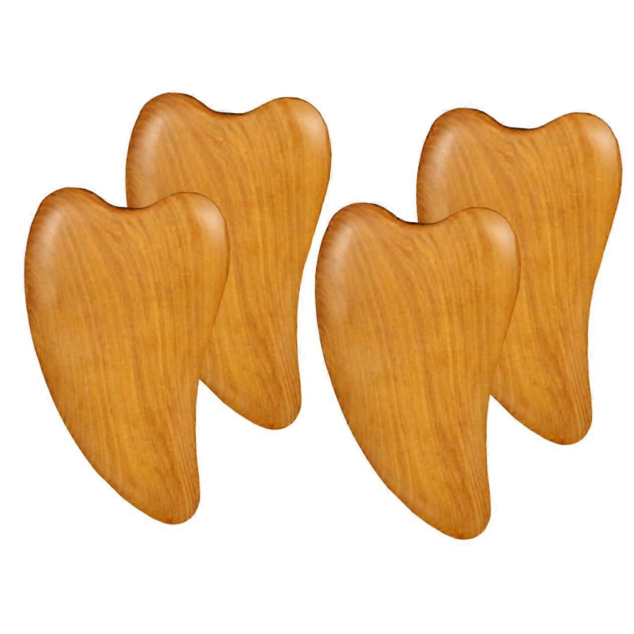Pack of 4 Wooden Scratching Plank Manual Massager Scraper Tool Face Massage Gel Squeegee and Scraping Plate