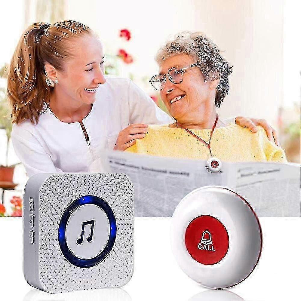 Waterproof Wireless Elderly Emergency Call Button with 2 Receivers & 2 Buttons, Caregiver Alert System for Home & Senior Care hwy