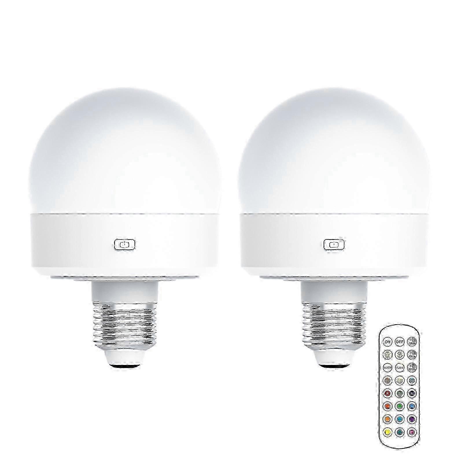 USB Rechargeable Light Bulb with Remote Control Timer Dimmable Easy to Install Battery Powered E27 Light Bulb RGB Lamp
