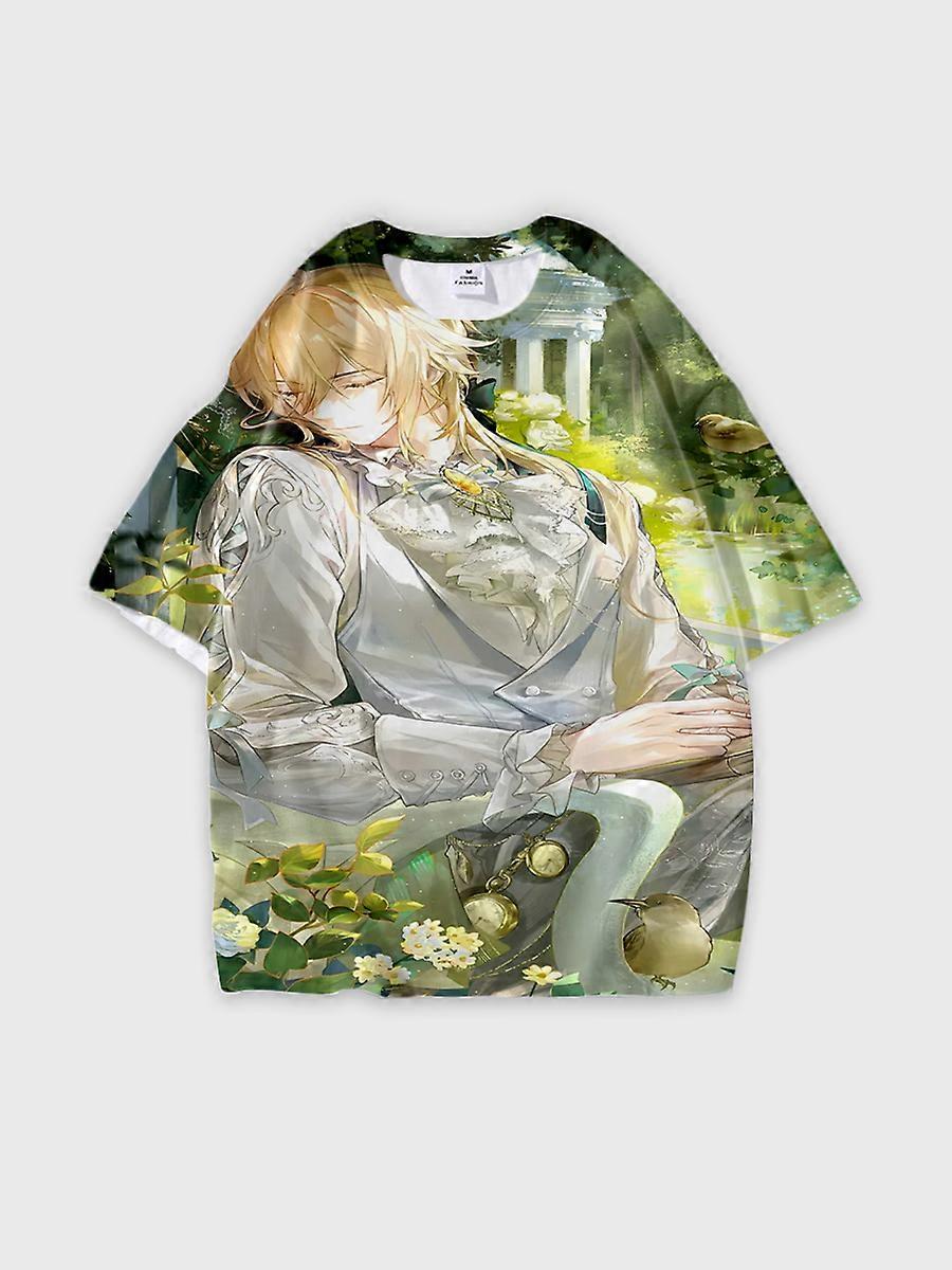 T-shirt round neck Role Pattern loose short sleeve E1725