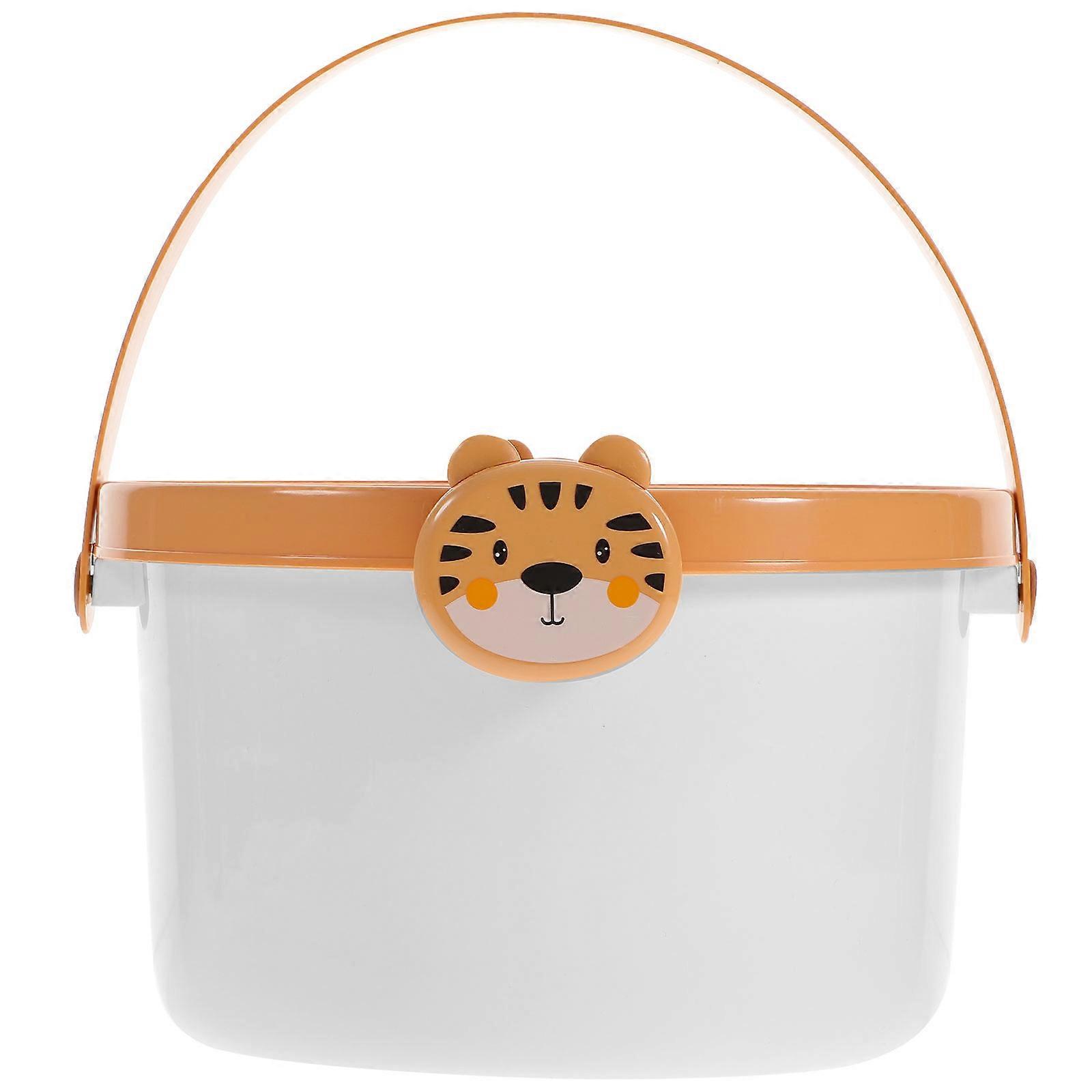 دلو تخزين لبنات البناء المتين مع غطاء - مقبض حاوية بلاستيكية لتنظيم غرفة اللعب وتخزين الوجبات الخفيفة