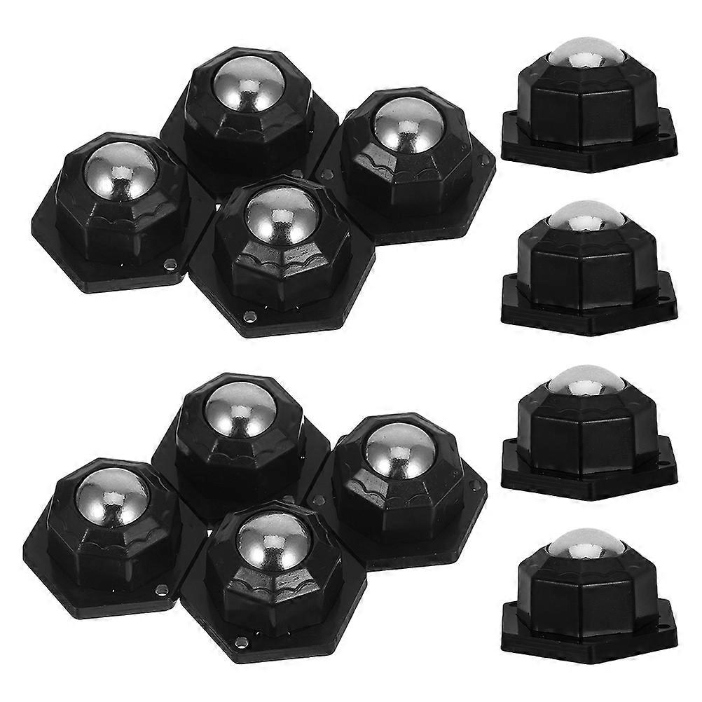 Self Adhesive Caster Wheels for Furniture with 360° Rotation Silent Design Black Color Stainless Steel Plastic 12 Pieces