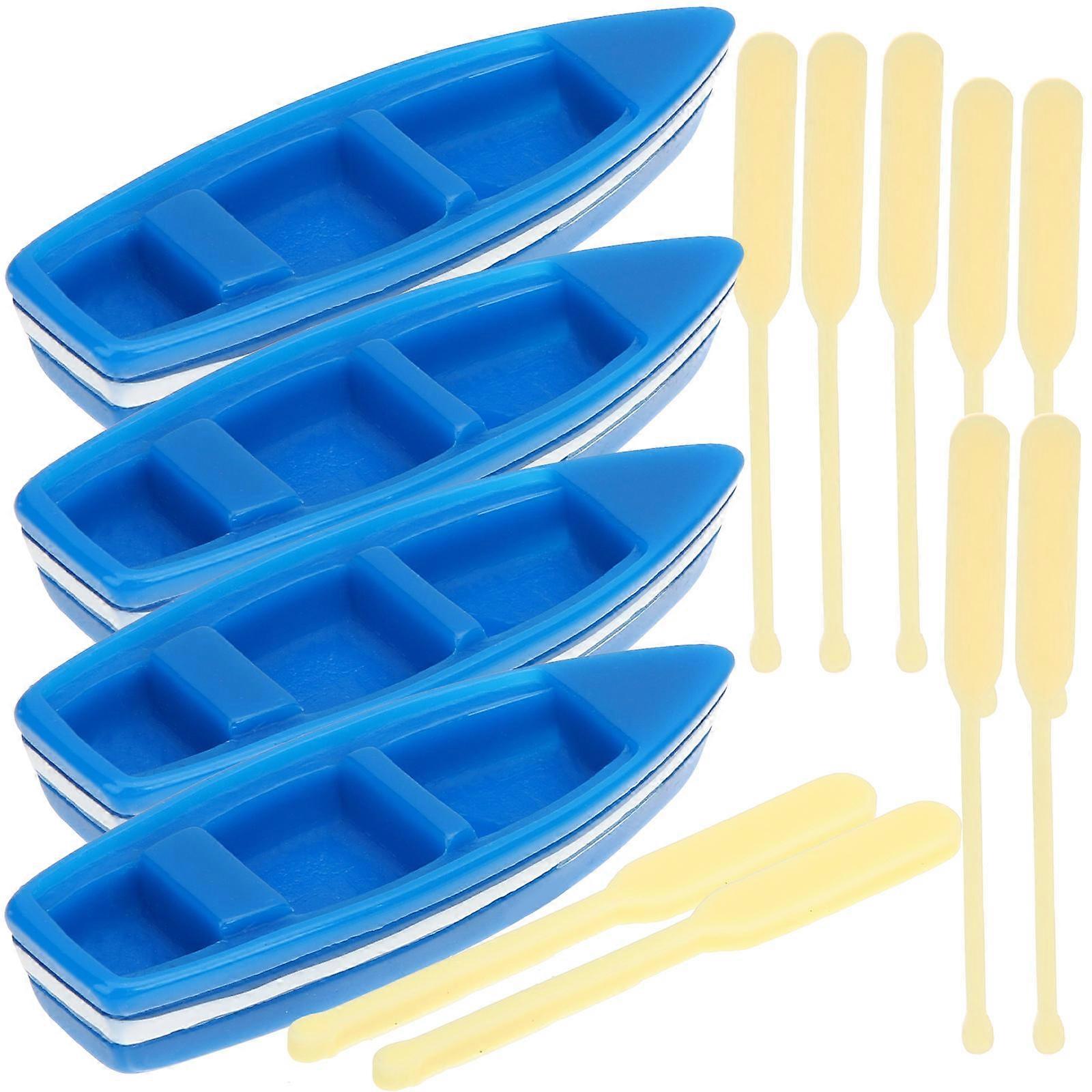 Resin Boat Model 4Set Assorted Color Mediterranean Style Miniature Boat Decor for DIY Use