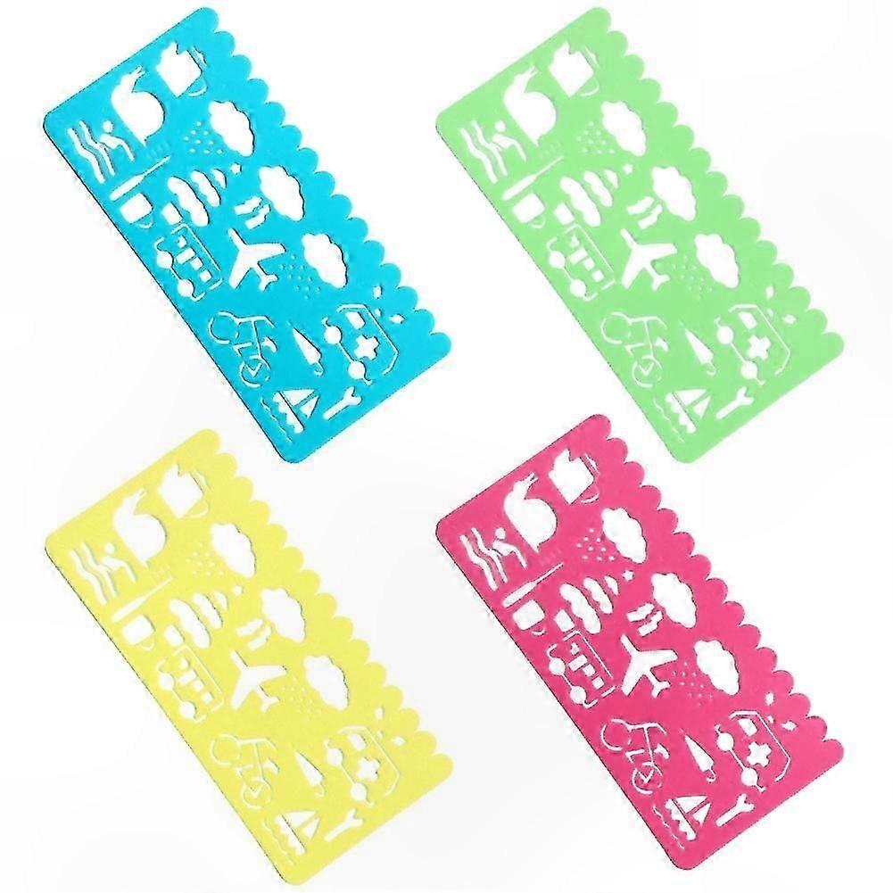4-Piece Stencil Ruler Set for DIY Crafting, Card Making, and Art Drawing Tools