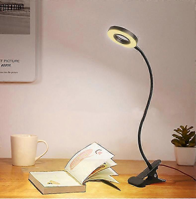 1pc 48LED USB Rechargeable Desk Lamp with 3 Color Levels, Clip-on Reading Light for Bed, Office & Study