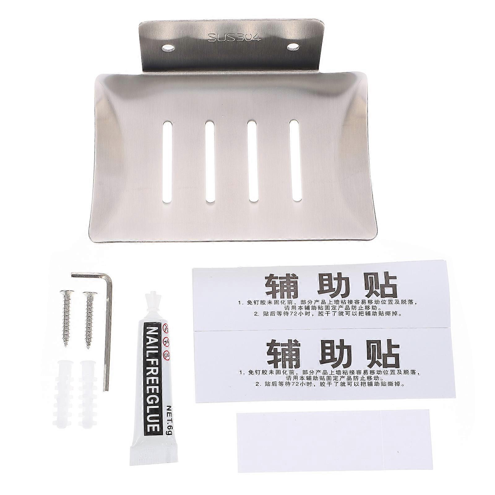 Self Draining Soap Dishes Wall Mounted Drain Soap Box Silver Home Decor 1Pack