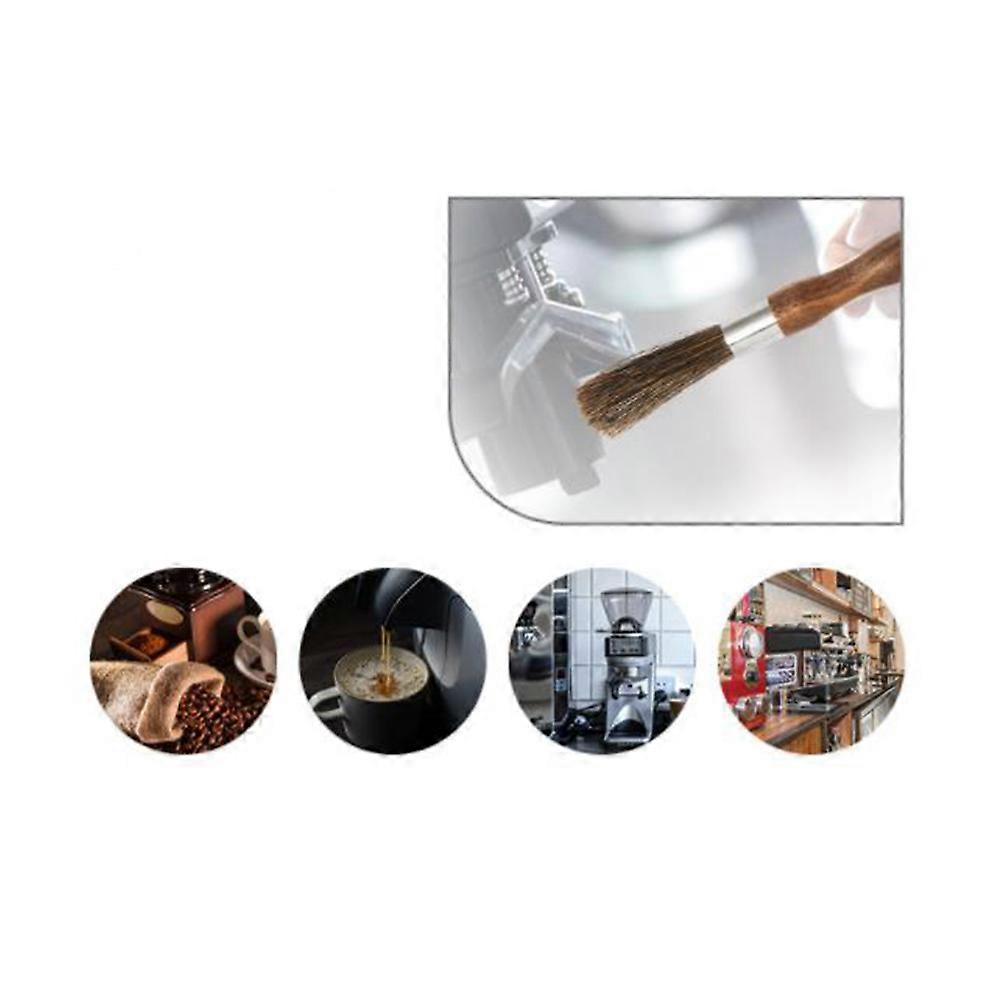 Professional Coffee Grinder Brush Long Chestnut Handle Coffee Grounds Removal Cleaning 1Set
