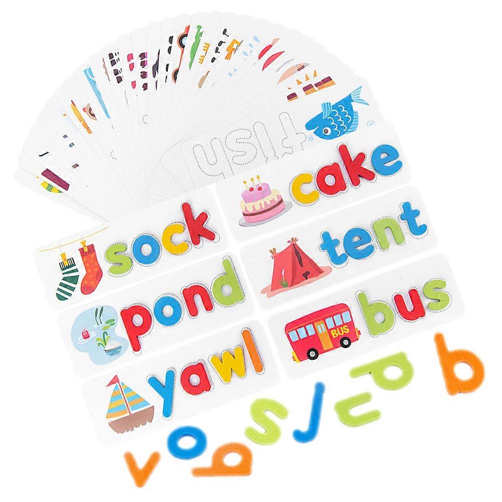 Kids Alphabet Spelling Games Wooden Classroom Learning Toy Home Playtime Assorted Color Language Learning 1 Set