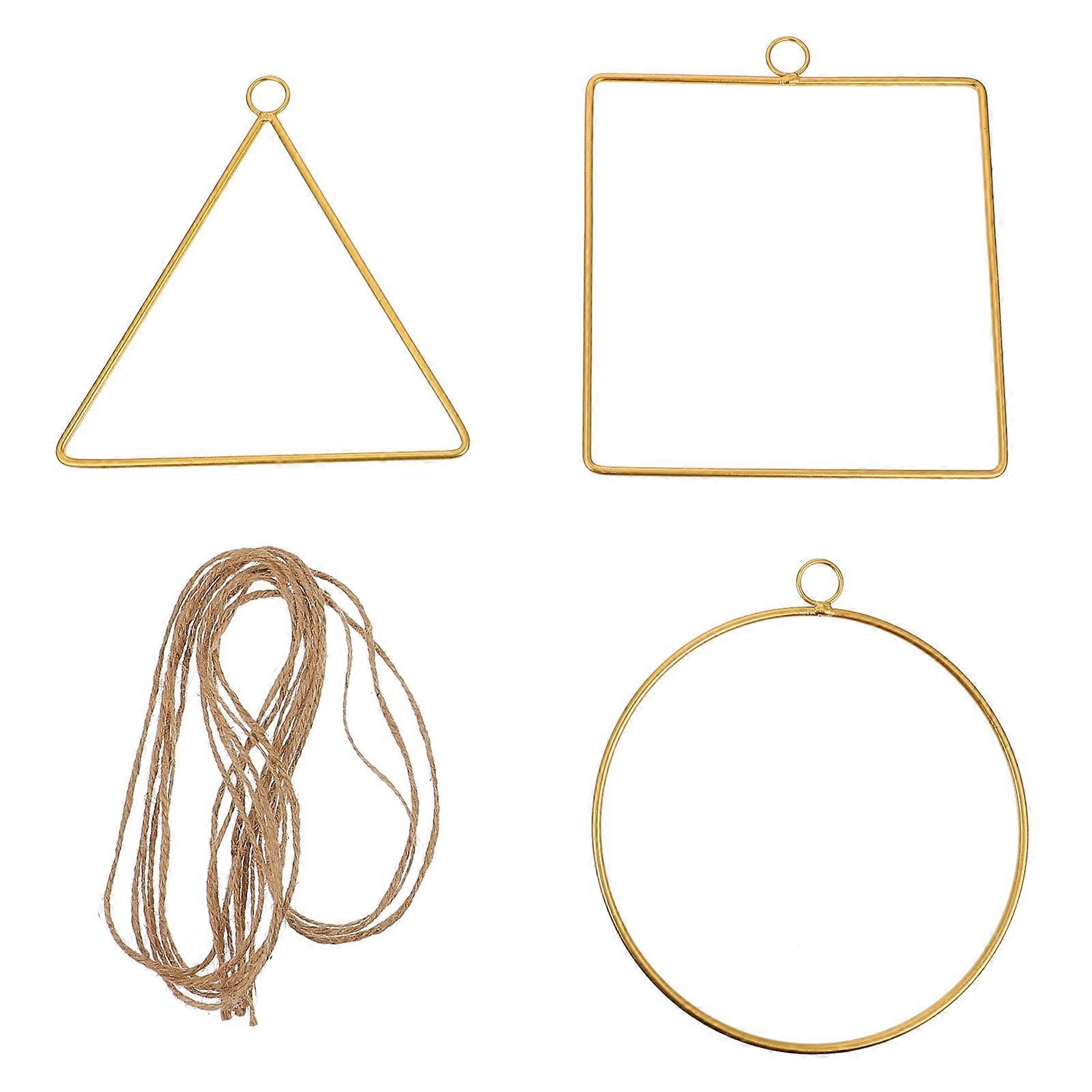 Wreath Rings Iron Frame Geometric Shaped Handcraft Material 20X20Cm DIY Use 3 Sets