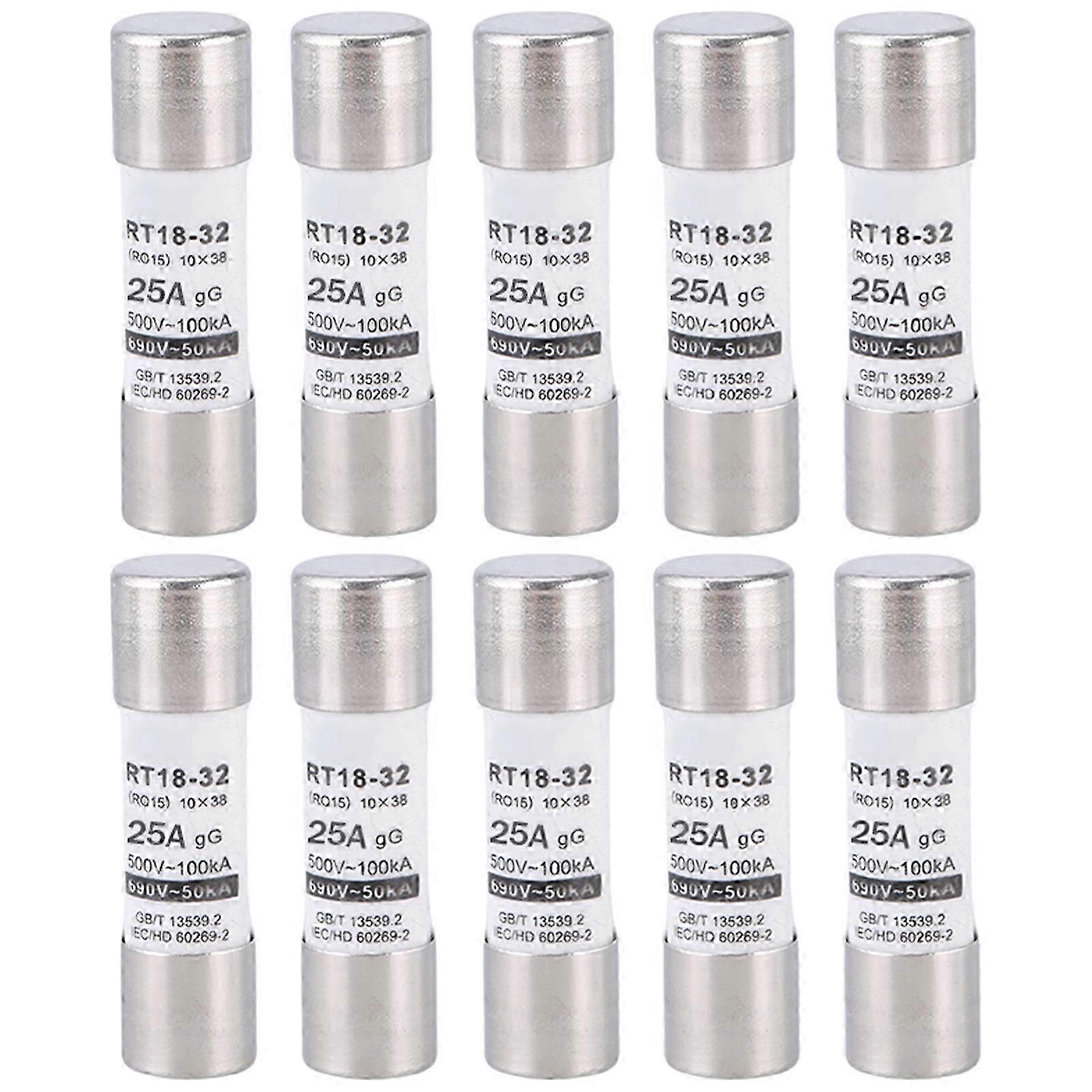 Set of 10 Neozed Fuses Ceramic Metal Essential Overload Protections Electrical Safety for Commercial Spaces