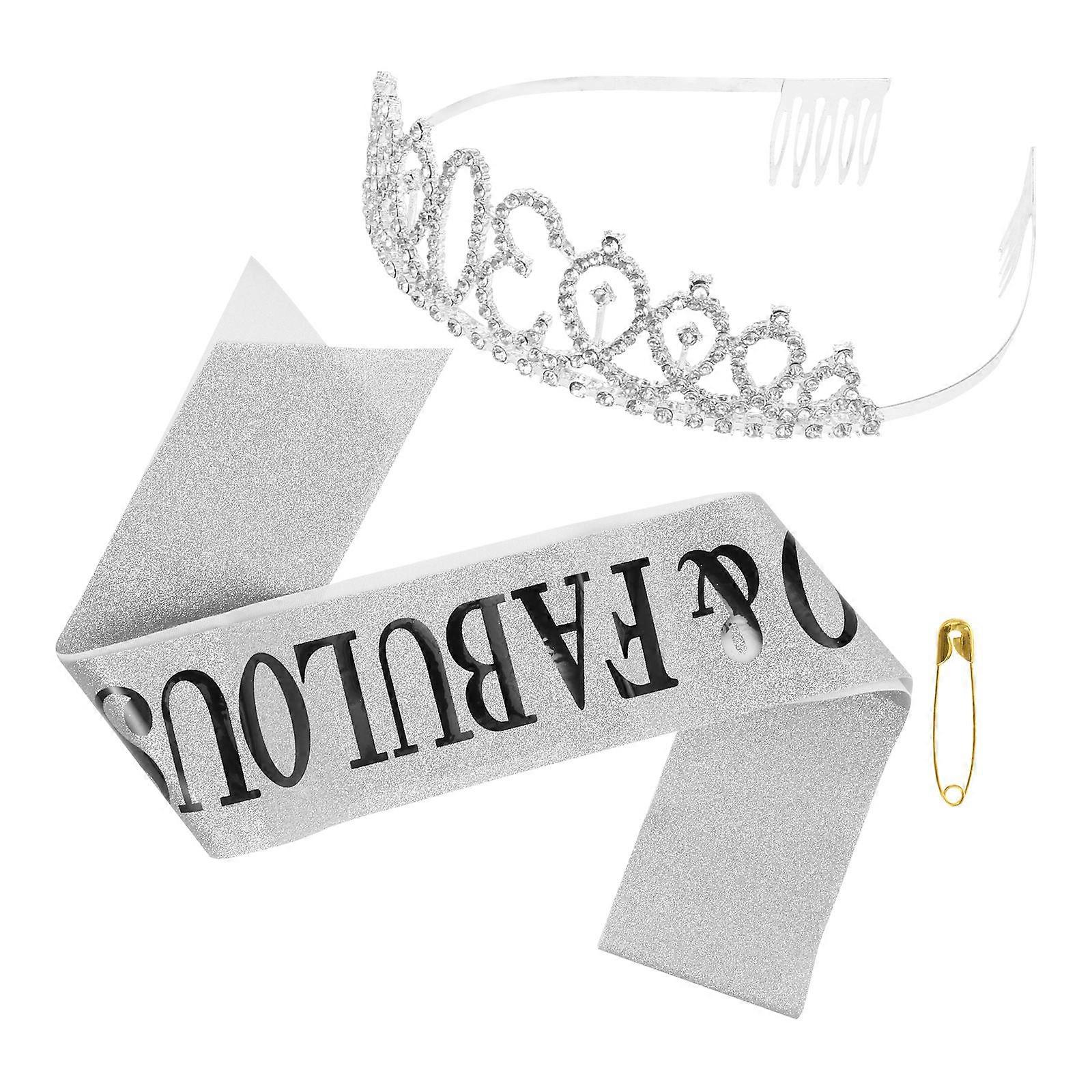 Crown Shape Birthday Accessories For Women 1Tiara 1Sash